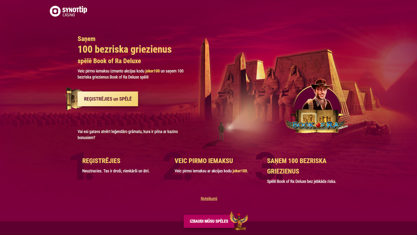 Synot Tip Latvia, casino bonus landing page